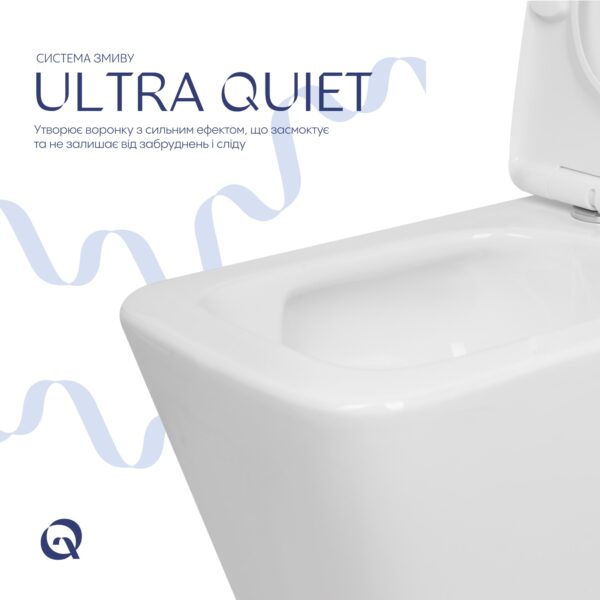 Унитаз напольный Qtap Crow Eco Ultra Quiet безободковый с ягодением Soft-close QTCRO27W51030 Унітаз підлоговий Qtap Crow Eco Ultra Quiet безобідковий з сідінням Soft-close QTCRO27W51030