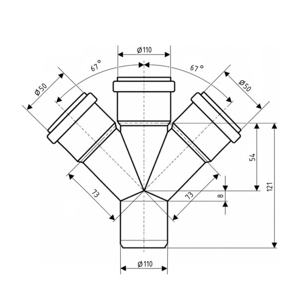Хрестовина каналізаційна Ostendorf-OSMA HT-System PLUS d110/50/110/50×67° Хрестовина каналізаційна Ostendorf-OSMA HT-System PLUS d110/50/110/50×67°