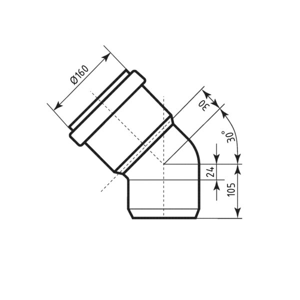 Коліно каналізаційне Ostendorf-OSMA KG System d160×30° Коліно каналізаційне Ostendorf-OSMA KG System d160×30°