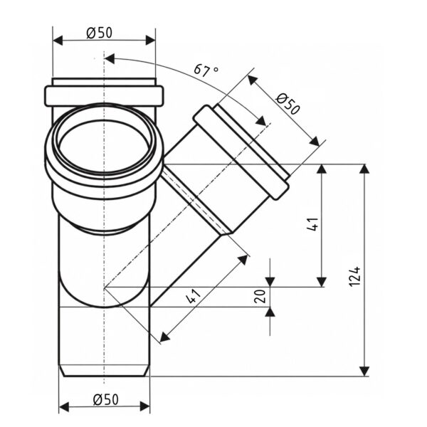 Хрестовина каналізаційна двоплощинна Ostendorf-OSMA HT-System PLUS d50/50/50/50×67° Хрестовина каналізаційна двоплощинна Ostendorf-OSMA HT-System PLUS d50/50/50/50×67°