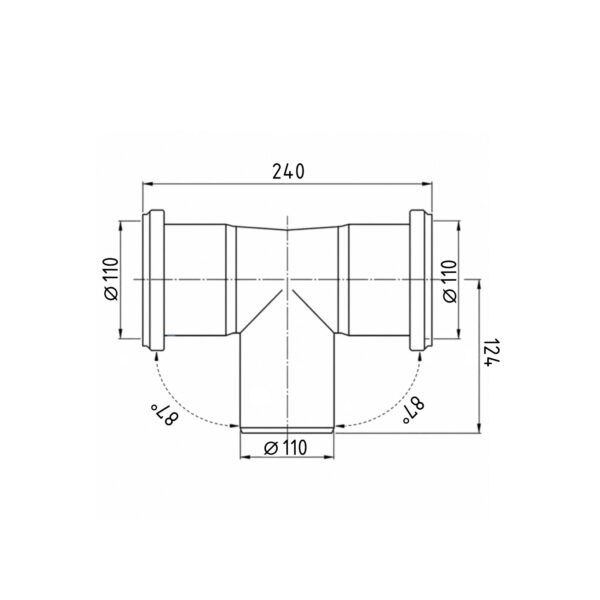 Коліно каналізаційне Ostendorf-OSMA HT-System PLUS d110/110×87° Коліно каналізаційне Ostendorf-OSMA HT-System PLUS d110/110×87°