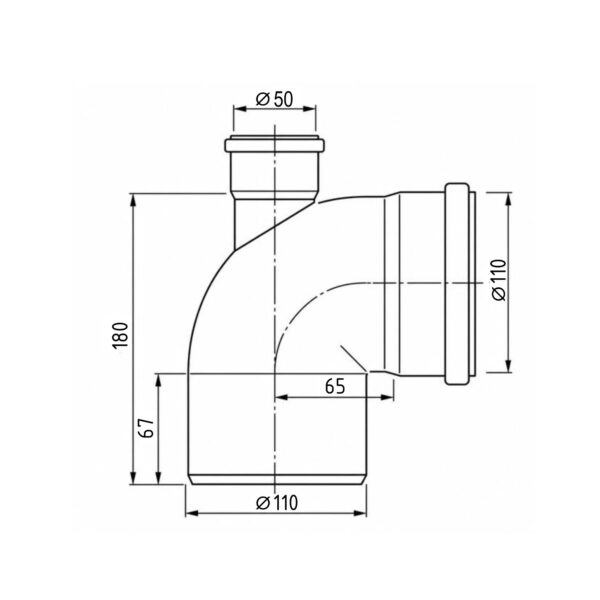 Коліно каналізаційне з відведенням вгору Ostendorf-OSMA HT-System PLUS d110/50×87° Коліно каналізаційне з відведенням вгору Ostendorf-OSMA HT-System PLUS d110/50×87°