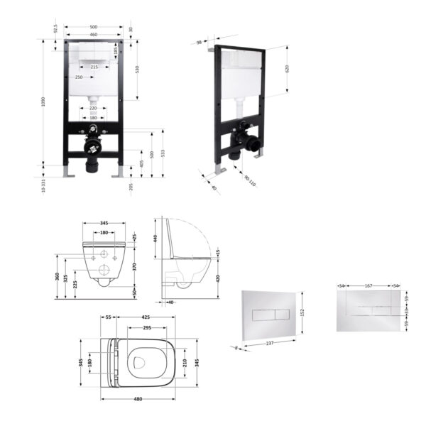Готовое решение Qtap для ванной комнаты: подвесной унитаз Tern Ultra Quiet 490x365x325 + комплект инсталляции Standard (линейная Готове рішення Qtap для ванної кімнати: підвісний унітаз Tern Ultra Quiet 490x365x325 + комплект інсталяції Standard (лінійна