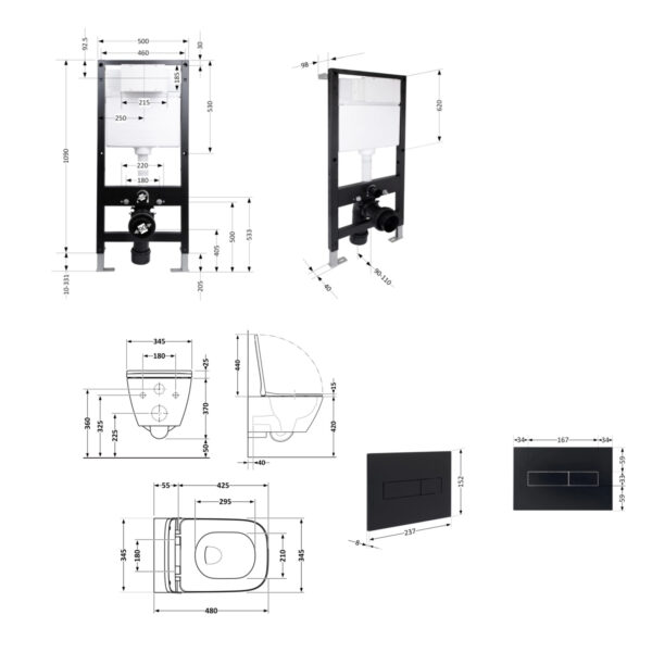 Готовое решение Qtap для ванной комнаты: подвесной унитаз Tern Ultra Quiet 490x365x325 + комплект инсталляции Standard (линейная Готове рішення Qtap для ванної кімнати: підвісний унітаз Tern Ultra Quiet 490x365x325 + комплект інсталяції Standard (лінійна