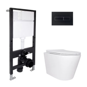 Готовое решение Qtap для ванной комнаты: подвесной унитаз Scorpio Ultra Quiet 520x365x365 + комплект инсталляции Standard (линейная Готове рішення Qtap для ванної кімнати: підвісний унітаз Scorpio Ultra Quiet 520x365x365 + комплект інсталяції Standard (лінійна