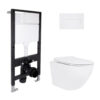Готовое решение Qtap для ванной комнаты: подвесной унитаз Jay Rimless 485x360x320 + комплект инсталляции Standard (линейная клавиша Готове рішення Qtap для ванної кімнати: підвісний унітаз Jay Rimless 485x360x320 + комплект інсталяції Standard (лінійна клавіша