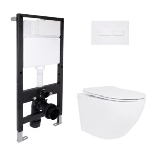 Готовое решение Qtap для ванной комнаты: подвесной унитаз Jay Ultra Quiet 485x360x320 + комплект инсталляции Standard (линейная Готове рішення Qtap для ванної кімнати: підвісний унітаз Jay Ultra Quiet 485x360x320 + комплект інсталяції Standard (лінійна