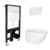 Готове рішення Qtap для ванної кімнати: підвісний унітаз Jay Rimless 520x360x320 + комплект інсталяції Standard (кругла клавіша Готове рішення Qtap для ванної кімнати: підвісний унітаз Jay Rimless 520x360x320 + комплект інсталяції Standard (кругла клавіша