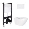 Готовое решение Qtap для ванной комнаты: подвесной унитаз Jay Rimless 520x360x320 + комплект инсталляции Standard (круглая клавиша Готове рішення Qtap для ванної кімнати: підвісний унітаз Jay Rimless 520x360x320 + комплект інсталяції Standard (кругла клавіша