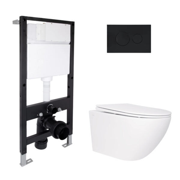 Готове рішення Qtap для ванної кімнати: підвісний унітаз Jay Rimless 520x360x320 + комплект інсталяції Standard (кругла клавіша