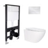 Готовое решение Qtap для ванной комнаты: подвесной унитаз Jay Rimless 520x360x320 + комплект инсталляции Standard (линейная клавиша Готове рішення Qtap для ванної кімнати: підвісний унітаз Jay Rimless 520x360x320 + комплект інсталяції Standard (лінійна клавіша