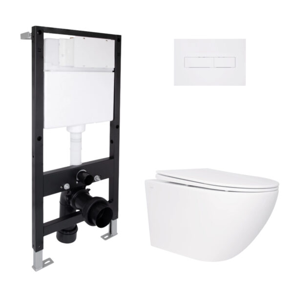 Готове рішення Qtap для ванної кімнати: підвісний унітаз Jay Rimless 520x360x320 + комплект інсталяції Standard (лінійна клавіша