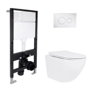 Готовое решение Qtap для ванной комнаты: подвесной унитаз Jay Ultra Quiet 520x360x320 + комплект установки Standard (круглая Готове рішення Qtap для ванної кімнати: підвісний унітаз Jay Ultra Quiet 520x360x320 + комплект інсталяції Standard (кругла