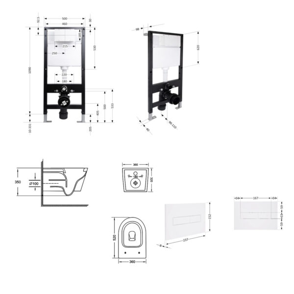 Готове рішення Qtap для ванної кімнати: підвісний унітаз Jay Ultra Quiet 520x360x320 + комплект інсталяції Standard (лінійна Готове рішення Qtap для ванної кімнати: підвісний унітаз Jay Ultra Quiet 520x360x320 + комплект інсталяції Standard (лінійна