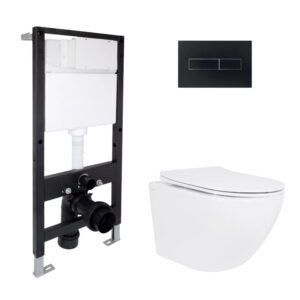 Готовое решение Qtap для ванной комнаты: подвесной унитаз Jay Ultra Quiet 520x360x320 + комплект инсталляции Standard (линейная Готове рішення Qtap для ванної кімнати: підвісний унітаз Jay Ultra Quiet 520x360x320 + комплект інсталяції Standard (лінійна