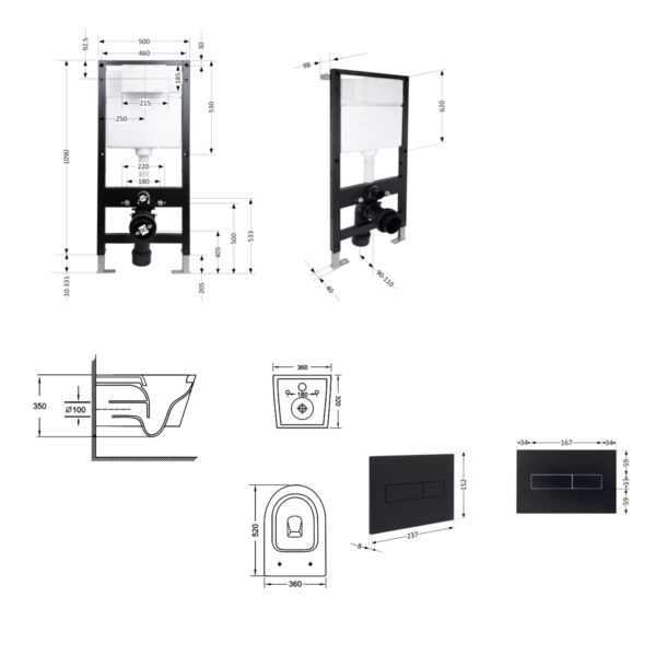 Готовое решение Qtap для ванной комнаты: подвесной унитаз Jay Ultra Quiet 520x360x320 + комплект инсталляции Standard (линейная Готове рішення Qtap для ванної кімнати: підвісний унітаз Jay Ultra Quiet 520x360x320 + комплект інсталяції Standard (лінійна