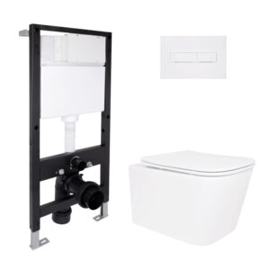 Готове рішення Qtap для ванної кімнати: підвісний унітаз Crow Rimless 485x340x330 + комплект інсталяції Standard (лінійна клавіша Готове рішення Qtap для ванної кімнати: підвісний унітаз Crow Rimless 485x340x330 + комплект інсталяції Standard (лінійна клавіша