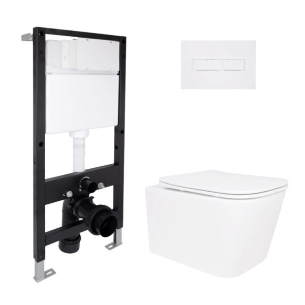 Готове рішення Qtap для ванної кімнати: підвісний унітаз Crow Rimless 485x340x330 + комплект інсталяції Standard (лінійна клавіша
