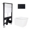 Готове рішення Qtap для ванної кімнати: підвісний унітаз Crow Rimless 485x340x330 + комплект інсталяції Standard (лінійна клавіша Готове рішення Qtap для ванної кімнати: підвісний унітаз Crow Rimless 485x340x330 + комплект інсталяції Standard (лінійна клавіша