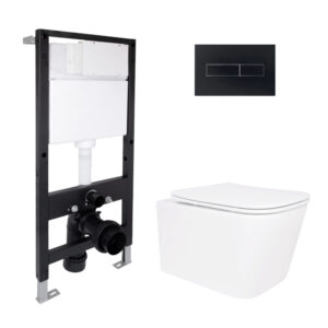 Готове рішення Qtap для ванної кімнати: підвісний унітаз Crow Rimless 485x340x330 + комплект інсталяції Standard (лінійна клавіша Готове рішення Qtap для ванної кімнати: підвісний унітаз Crow Rimless 485x340x330 + комплект інсталяції Standard (лінійна клавіша