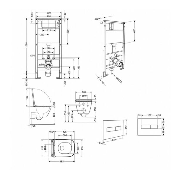 Готове рішення Qtap для ванної кімнати: підвісний унітаз Crow Ultra Quiet 485x340x290 + комплект інсталяції Standard (лінійна Готове рішення Qtap для ванної кімнати: підвісний унітаз Crow Ultra Quiet 485x340x290 + комплект інсталяції Standard (лінійна