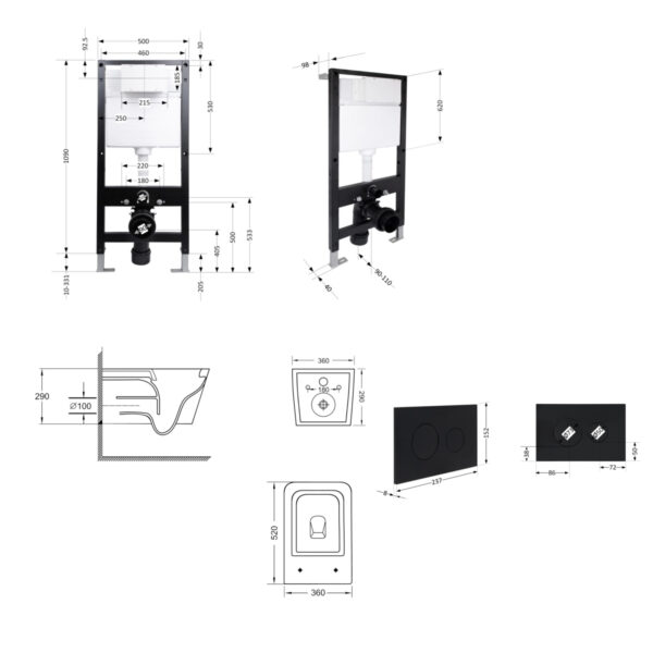 Готове рішення Qtap для ванної кімнати: підвісний унітаз Crow Ultra Quiet 520x360x290 + комплект інсталяції Standard (кругла