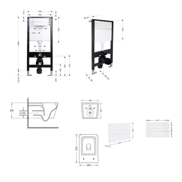 Готове рішення Qtap для ванної кімнати: підвісний унітаз Crow Ultra Quiet 520x360x290 + комплект інсталяції Standard (лінійна Готове рішення Qtap для ванної кімнати: підвісний унітаз Crow Ultra Quiet 520x360x290 + комплект інсталяції Standard (лінійна