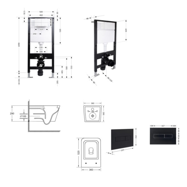 Готове рішення Qtap для ванної кімнати: підвісний унітаз Crow Ultra Quiet 520x360x290 + комплект інсталяції Standard (лінійна Готове рішення Qtap для ванної кімнати: підвісний унітаз Crow Ultra Quiet 520x360x290 + комплект інсталяції Standard (лінійна