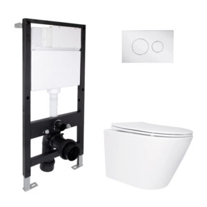 Готовое решение Qtap для ванной комнаты: подвесной унитаз Swan Ultra Quiet 485x360x320 + комплект инсталляции Standard (круглая Готове рішення Qtap для ванної кімнати: підвісний унітаз Swan Ultra Quiet 485x360x320 + комплект інсталяції Standard (кругла