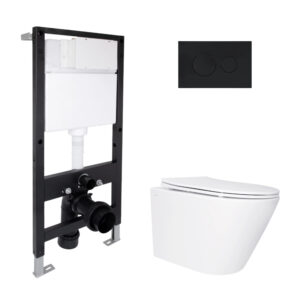 Готовое решение Qtap для ванной комнаты: подвесной унитаз Swan Ultra Quiet 485x360x320 + комплект инсталляции Standard (круглая Готове рішення Qtap для ванної кімнати: підвісний унітаз Swan Ultra Quiet 485x360x320 + комплект інсталяції Standard (кругла