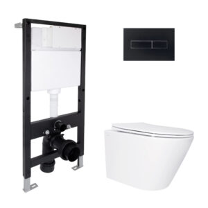 Готовое решение Qtap для ванной комнаты: подвесной унитаз Swan Ultra Quiet 485x360x320 + комплект инсталляции Standard (линейная Готове рішення Qtap для ванної кімнати: підвісний унітаз Swan Ultra Quiet 485x360x320 + комплект інсталяції Standard (лінійна