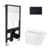 Готовое решение Qtap для ванной комнаты: подвесной унитаз Swan Rimless 520x360x320 + комплект инсталляции Standard (линейная клавиша Готове рішення Qtap для ванної кімнати: підвісний унітаз Swan Rimless 520x360x320 + комплект інсталяції Standard (лінійна клавіша