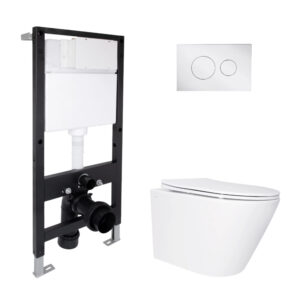 Готовое решение Qtap для ванной комнаты: подвесной унитаз Swan Ultra Quiet 520x360x320 + комплект установки Standard (круглая Готове рішення Qtap для ванної кімнати: підвісний унітаз Swan Ultra Quiet 520x360x320 + комплект інсталяції Standard (кругла