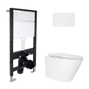 Готовое решение Qtap для ванной комнаты: подвесной унитаз Swan Ultra Quiet 520x360x320 + комплект установки Standard (круглая Готове рішення Qtap для ванної кімнати: підвісний унітаз Swan Ultra Quiet 520x360x320 + комплект інсталяції Standard (кругла