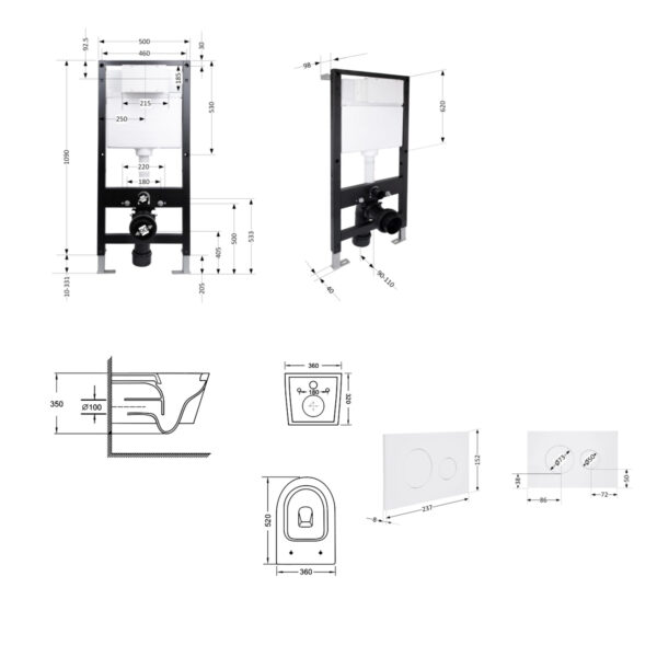Готове рішення Qtap для ванної кімнати: підвісний унітаз Swan Ultra Quiet 520x360x320 + комплект інсталяції Standard (кругла Готове рішення Qtap для ванної кімнати: підвісний унітаз Swan Ultra Quiet 520x360x320 + комплект інсталяції Standard (кругла