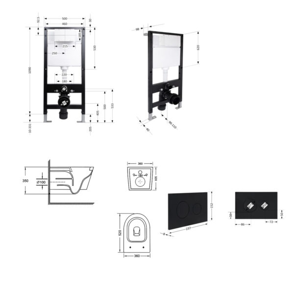 Готове рішення Qtap для ванної кімнати: підвісний унітаз Swan Ultra Quiet 520x360x320 + комплект інсталяції Standard (кругла Готове рішення Qtap для ванної кімнати: підвісний унітаз Swan Ultra Quiet 520x360x320 + комплект інсталяції Standard (кругла
