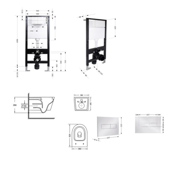 Готове рішення Qtap для ванної кімнати: підвісний унітаз Swan Ultra Quiet 520x360x320 + комплект інсталяції Standard (лінійна Готове рішення Qtap для ванної кімнати: підвісний унітаз Swan Ultra Quiet 520x360x320 + комплект інсталяції Standard (лінійна