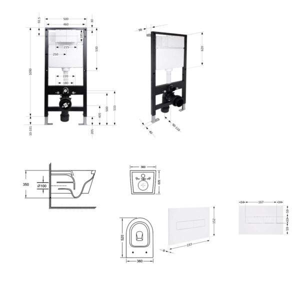 Готове рішення Qtap для ванної кімнати: підвісний унітаз Swan Ultra Quiet 520x360x320 + комплект інсталяції Standard (лінійна Готове рішення Qtap для ванної кімнати: підвісний унітаз Swan Ultra Quiet 520x360x320 + комплект інсталяції Standard (лінійна