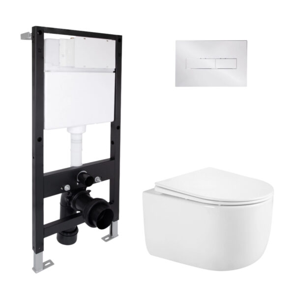 Готовое решение Qtap для ванной комнаты: подвесной унитаз Taurus Ultra Quiet 485x360x350 + комплект инсталляции Standard (линейная Готове рішення Qtap для ванної кімнати: підвісний унітаз Taurus Ultra Quiet 485x360x350 + комплект інсталяції Standard (лінійна