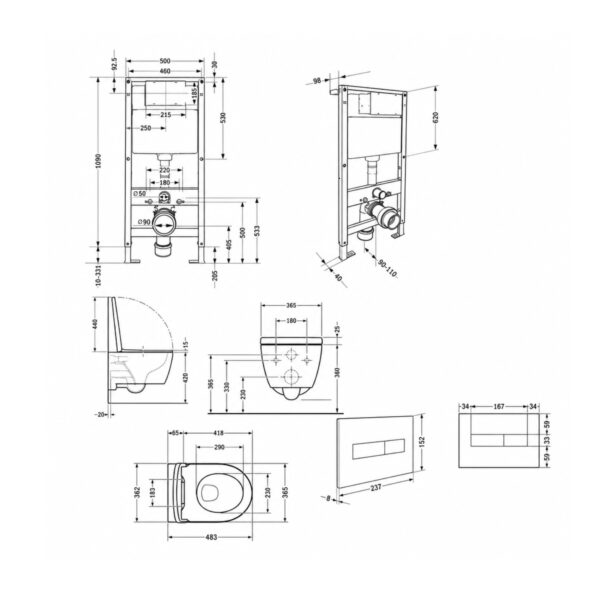 Готовое решение Qtap для ванной комнаты: подвесной унитаз Taurus Ultra Quiet 485x360x350 + комплект инсталляции Standard (линейная Готове рішення Qtap для ванної кімнати: підвісний унітаз Taurus Ultra Quiet 485x360x350 + комплект інсталяції Standard (лінійна
