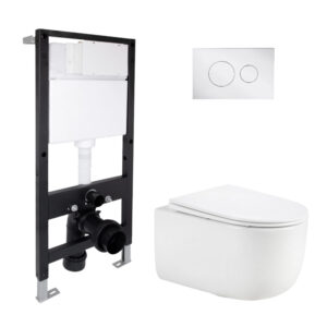 Готовое решение Qtap для ванной комнаты: подвесной унитаз Taurus Ultra Quiet 515x360x350 + комплект установки Standard (круглая Готове рішення Qtap для ванної кімнати: підвісний унітаз Taurus Ultra Quiet 515x360x350 + комплект інсталяції Standard (кругла