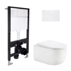 Готовое решение Qtap для ванной комнаты: подвесной унитаз Taurus Ultra Quiet 515x360x350 + комплект установки Standard (круглая Готове рішення Qtap для ванної кімнати: підвісний унітаз Taurus Ultra Quiet 515x360x350 + комплект інсталяції Standard (кругла