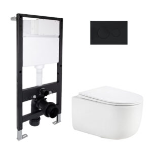 Готовое решение Qtap для ванной комнаты: подвесной унитаз Taurus Ultra Quiet 515x360x350 + комплект установки Standard (круглая Готове рішення Qtap для ванної кімнати: підвісний унітаз Taurus Ultra Quiet 515x360x350 + комплект інсталяції Standard (кругла