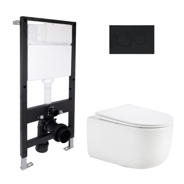 Готовое решение Qtap для ванной комнаты: подвесной унитаз Taurus Ultra Quiet 515x360x350 + комплект установки Standard (круглая Готове рішення Qtap для ванної кімнати: підвісний унітаз Taurus Ultra Quiet 515x360x350 + комплект інсталяції Standard (кругла
