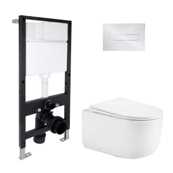 Готовое решение Qtap для ванной комнаты: подвесной унитаз Taurus Ultra Quiet 515x360x350 + комплект инсталляции Standard (линейная Готове рішення Qtap для ванної кімнати: підвісний унітаз Taurus Ultra Quiet 515x360x350 + комплект інсталяції Standard (лінійна