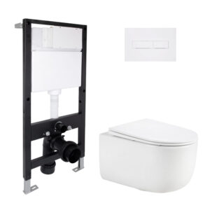 Готовое решение Qtap для ванной комнаты: подвесной унитаз Taurus Ultra Quiet 515x360x350 + комплект инсталляции Standard (линейная Готове рішення Qtap для ванної кімнати: підвісний унітаз Taurus Ultra Quiet 515x360x350 + комплект інсталяції Standard (лінійна