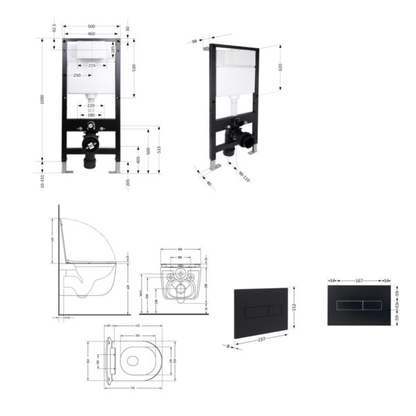 Готове рішення Qtap для ванної кімнати: підвісний унітаз Taurus Ultra Quiet 515x360x350 + комплект інсталяції Standard (лінійна Готове рішення Qtap для ванної кімнати: підвісний унітаз Taurus Ultra Quiet 515x360x350 + комплект інсталяції Standard (лінійна