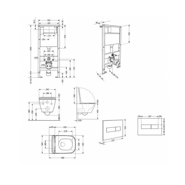 Готовое решение Qtap для ванной комнаты: подвесной унитаз Gemini Ultra Quiet 485x340x350 + комплект инсталляции Standard (линейная Готове рішення Qtap для ванної кімнати: підвісний унітаз Gemini Ultra Quiet 485x340x350 + комплект інсталяції Standard (лінійна