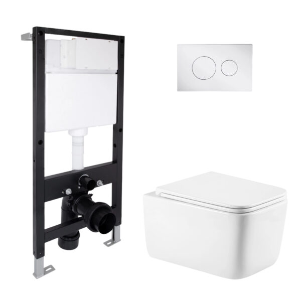 Готовое решение Qtap для ванной комнаты: подвесной унитаз Gemini Ultra Quiet 520x360x350 + комплект установки Standard (круглая Готове рішення Qtap для ванної кімнати: підвісний унітаз Gemini Ultra Quiet 520x360x350 + комплект інсталяції Standard (кругла