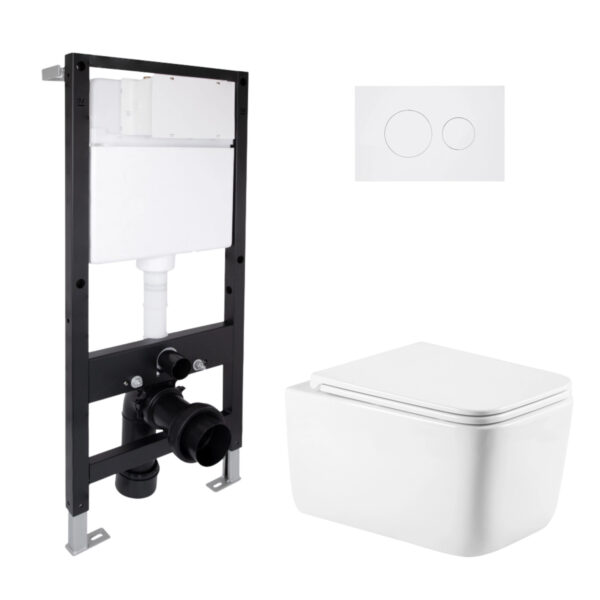 Готовое решение Qtap для ванной комнаты: подвесной унитаз Gemini Ultra Quiet 520x360x350 + комплект установки Standard (круглая Готове рішення Qtap для ванної кімнати: підвісний унітаз Gemini Ultra Quiet 520x360x350 + комплект інсталяції Standard (кругла